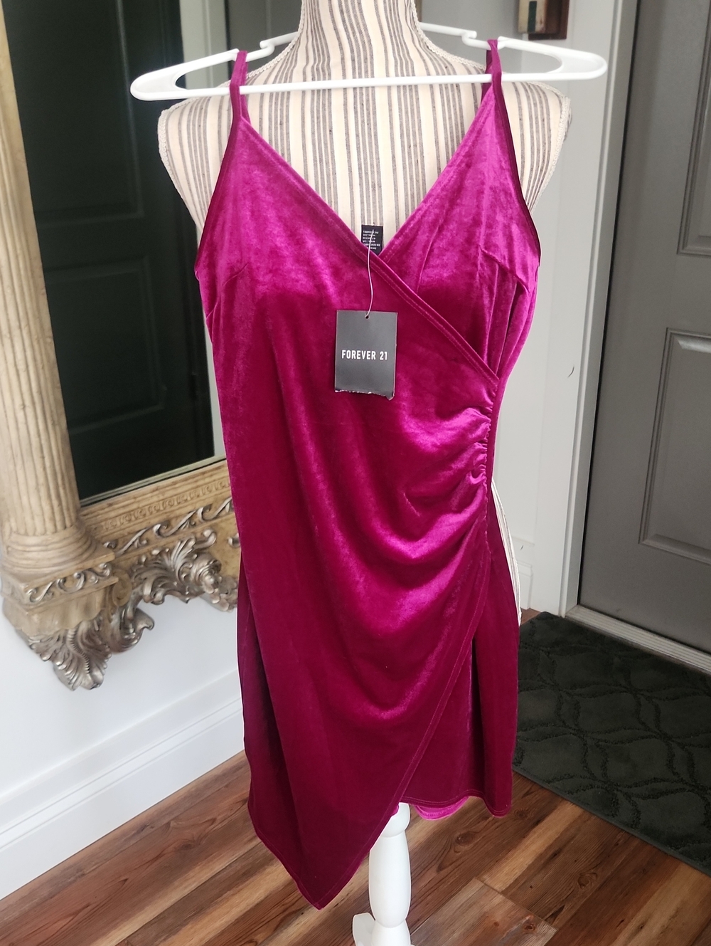 Forever 21 Velvet Wrap Slip Dress - Magenta Fuscia